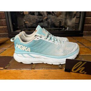 Women’s 9.5 Hoka One One Clifton 6 Teal White Athletic Running Shoes 110273 ASWB